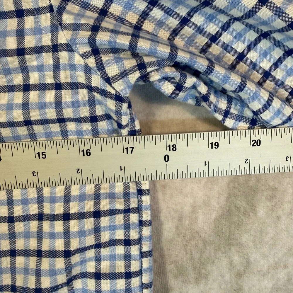Ralph Lauren Button Down Shirt Boys M 10-12 Blue White Plaid Long Sleeve Pony